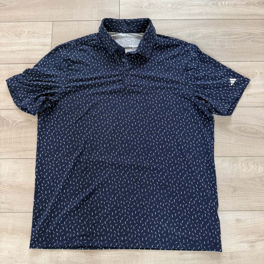 adidas Golf Polo Shirt Mens XL Navy Blue All Over